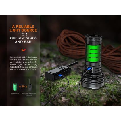 Fenix LR40RV20 - Lampe torche rechargeable LED/USB IP68 15000 brillant 177 h 5000 mAh