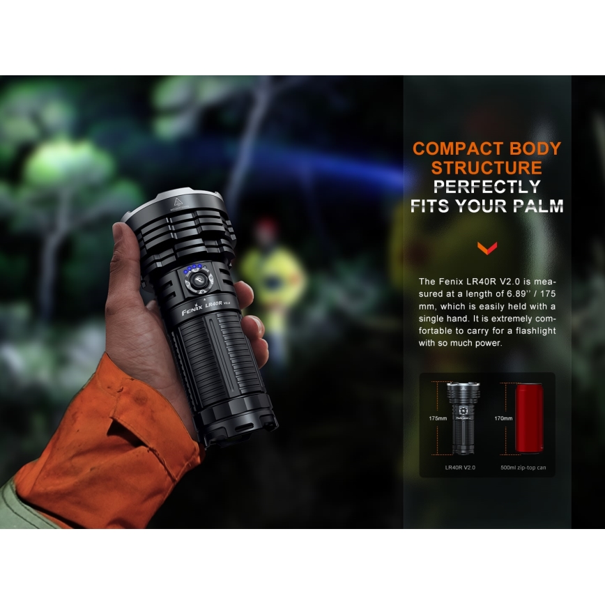 Fenix LR40RV20 - Lampe torche rechargeable LED/USB IP68 15000 brillant 177 h 5000 mAh