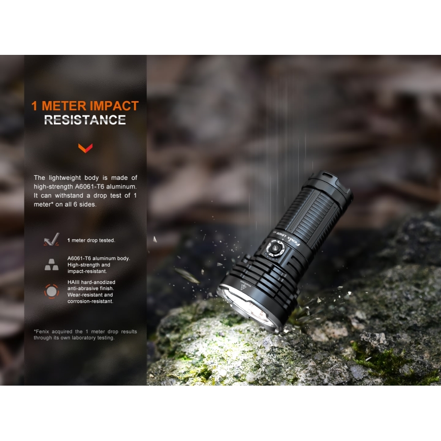 Fenix LR40RV20 - Lampe torche rechargeable LED/USB IP68 15000 brillant 177 h 5000 mAh
