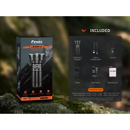 Fenix LR40RV20 - LED Oplaadbare zaklamp LED/USB IP68 15000 glanzend 177 h 5000 mAh