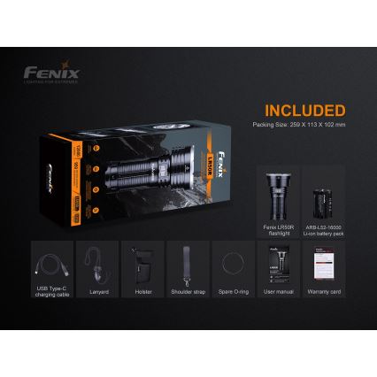 Fenix LR50R - Lampe torche rechargeable 4xLED/USB IP68 12000 lm 58 hrs