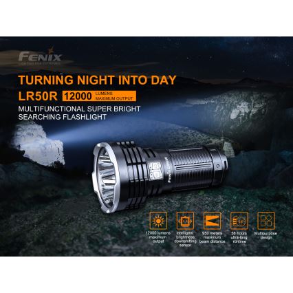 Fenix LR50R - Oplaadbare LED Zaklamp 4xLED/USB IP68