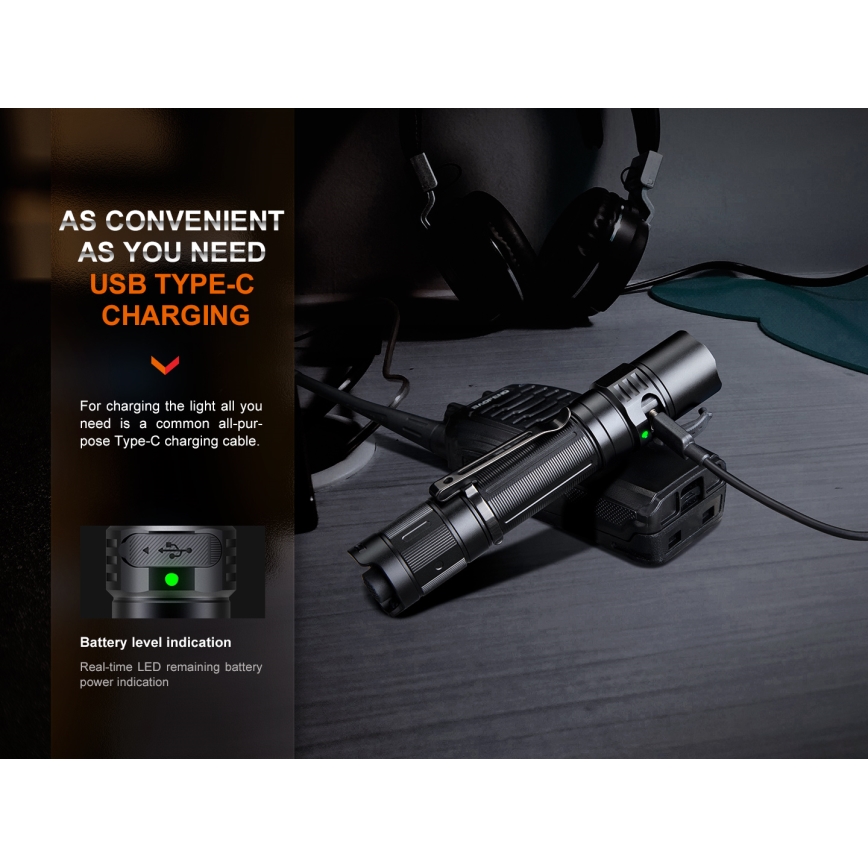 Fenix PD35R - Lampe torche rechargeable LED/USB/2xCR123A IP68 1700 lm 100 h 3400 mAh