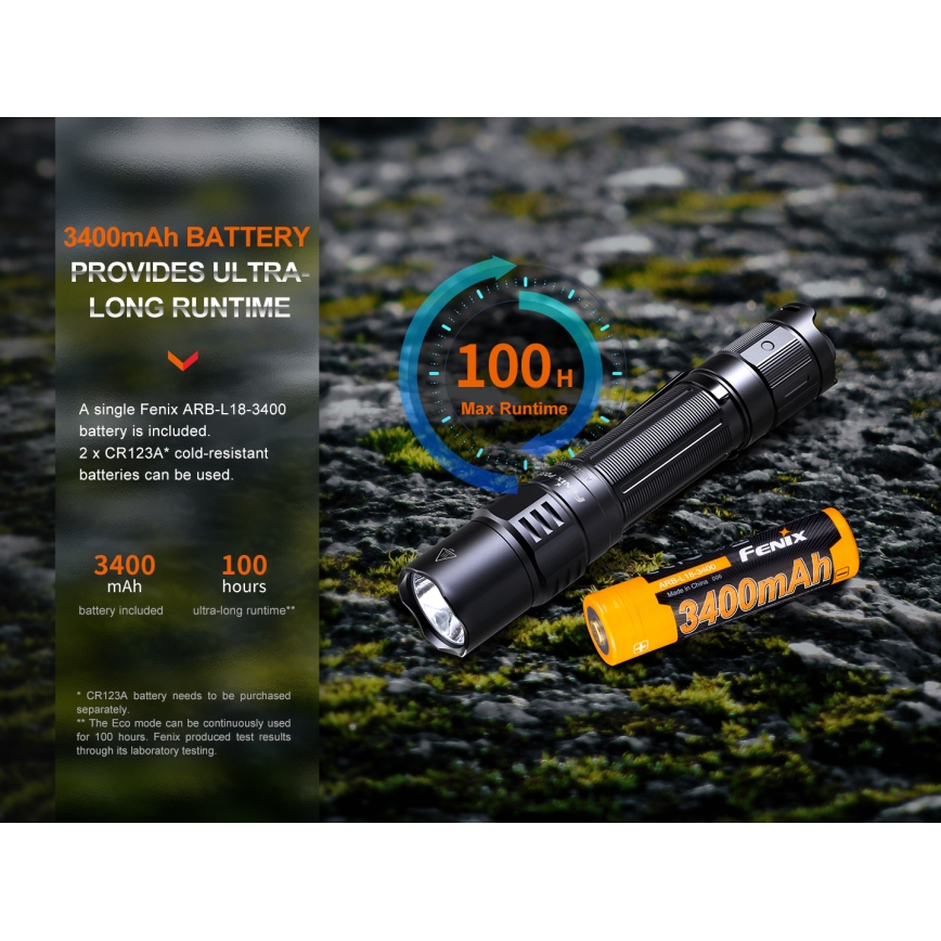 Fenix PD35R - Lampe torche rechargeable LED/USB/2xCR123A IP68 1700 lm 100 h 3400 mAh