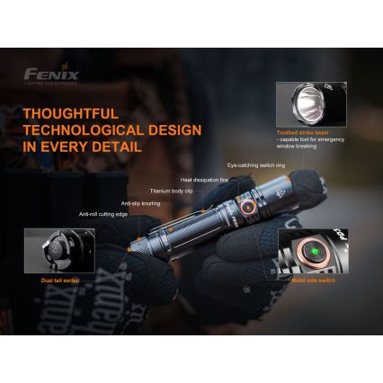 Fenix PD35V30 - Lampe torche rechargeable LED/USB/2xCR123A IP68 1700 brillant 230 h 2600 mAh