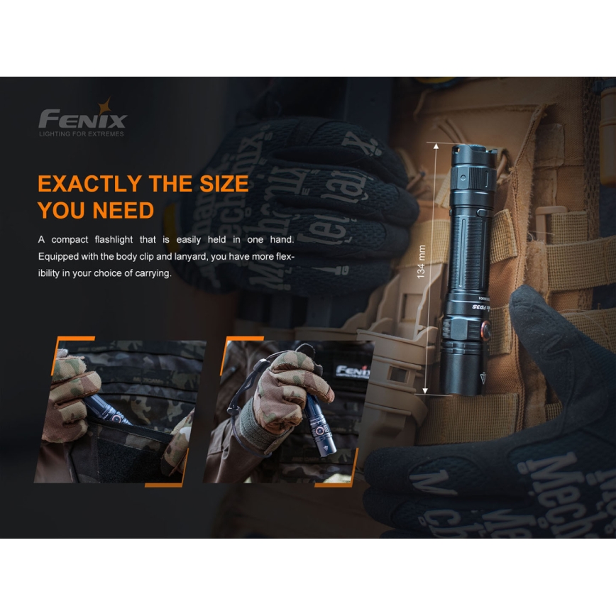 Fenix PD35V30 - Lampe torche rechargeable LED/USB/2xCR123A IP68 1700 brillant 230 h 2600 mAh