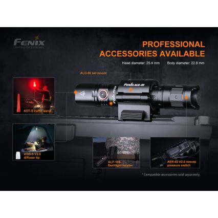 Fenix PD35V30 - Lampe torche rechargeable LED/USB/2xCR123A IP68 1700 brillant 230 h 2600 mAh
