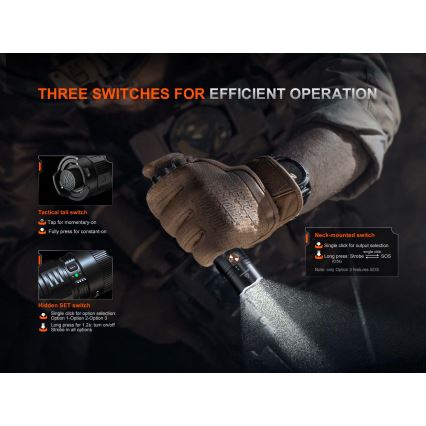 Fenix PD36RACE - Lampe torche rechargeable LED à intensité variable LED/USB 5000 mAh IP68 3000 lm 63,45 h noire