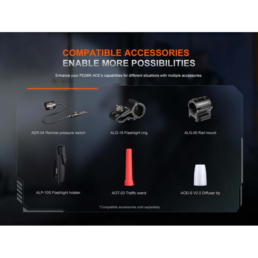 Fenix PD36RACE - Lampe torche rechargeable LED à intensité variable LED/USB 5000 mAh IP68 3000 lm 63,45 h noire