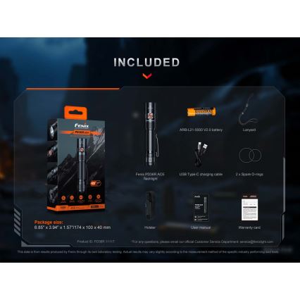 Fenix PD36RACE - Lampe torche rechargeable LED à intensité variable LED/USB 5000 mAh IP68 3000 lm 63,45 h noire