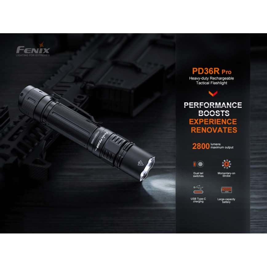 Fenix PD36RPRO - Lampe torche tactique rechargeable LED/USB IP68 2800 lm 42 h 5000 mAh