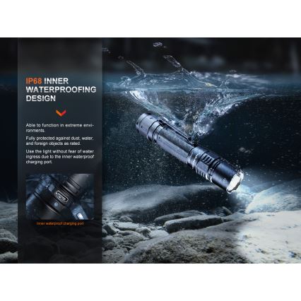 Fenix PD36RPRO - Lampe torche tactique rechargeable LED/USB IP68 2800 lm 42 h 5000 mAh