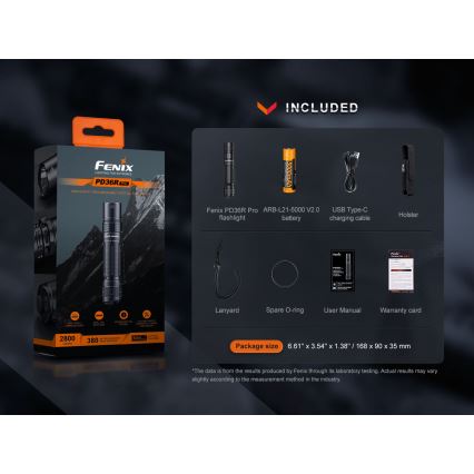 Fenix PD36RPRO - Lampe torche tactique rechargeable LED/USB IP68 2800 lm 42 h 5000 mAh