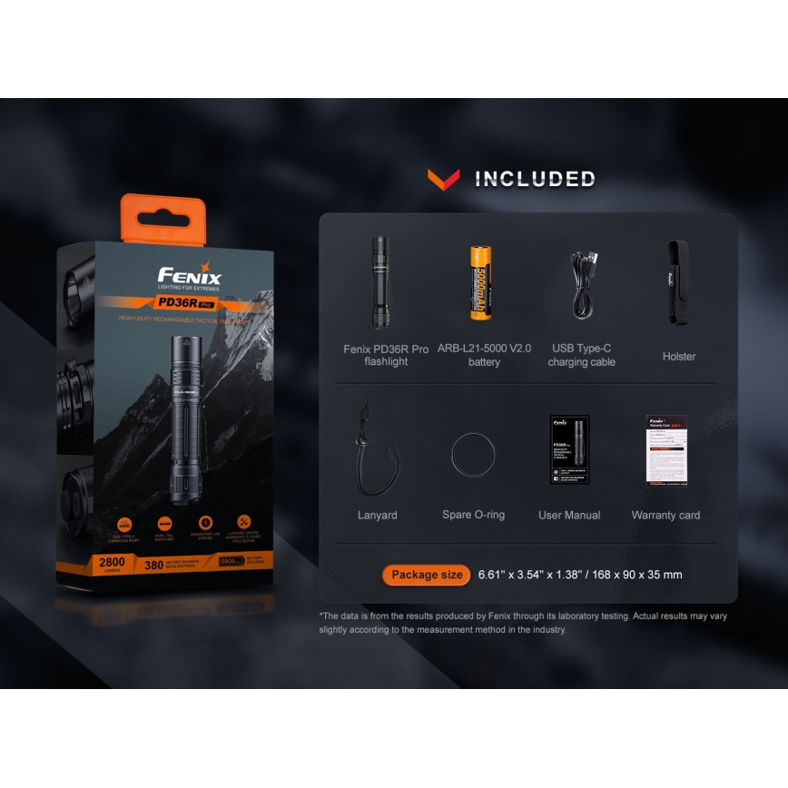 Fenix PD36RPRO - Lampe torche tactique rechargeable LED/USB IP68 2800 lm 42 h 5000 mAh