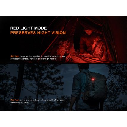 Fenix SW05RREDBLC - Lampe torche à intensité variable rechargeable LED/USB IPX6 150 lm 49 h 700 mAh noir