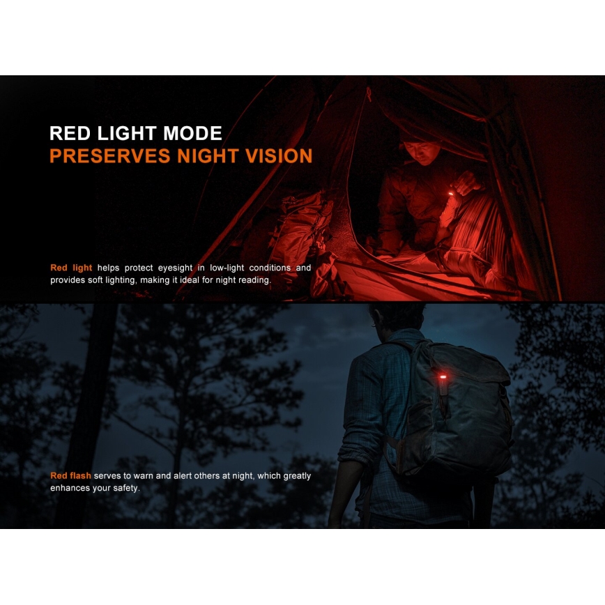 Fenix SW05RREDBLC - Lampe torche à intensité variable rechargeable LED/USB IPX6 150 lm 49 h 700 mAh noir