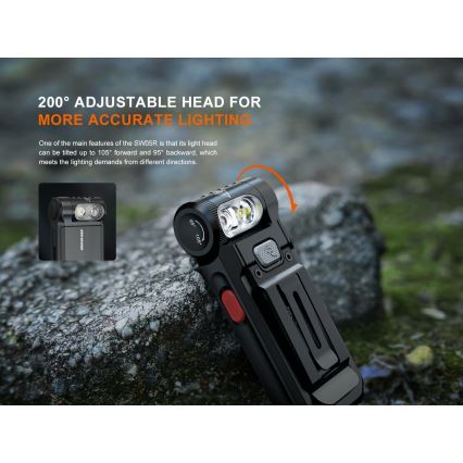 Fenix SW05RREDBLC - Lampe torche à intensité variable rechargeable LED/USB IPX6 150 lm 49 h 700 mAh noir