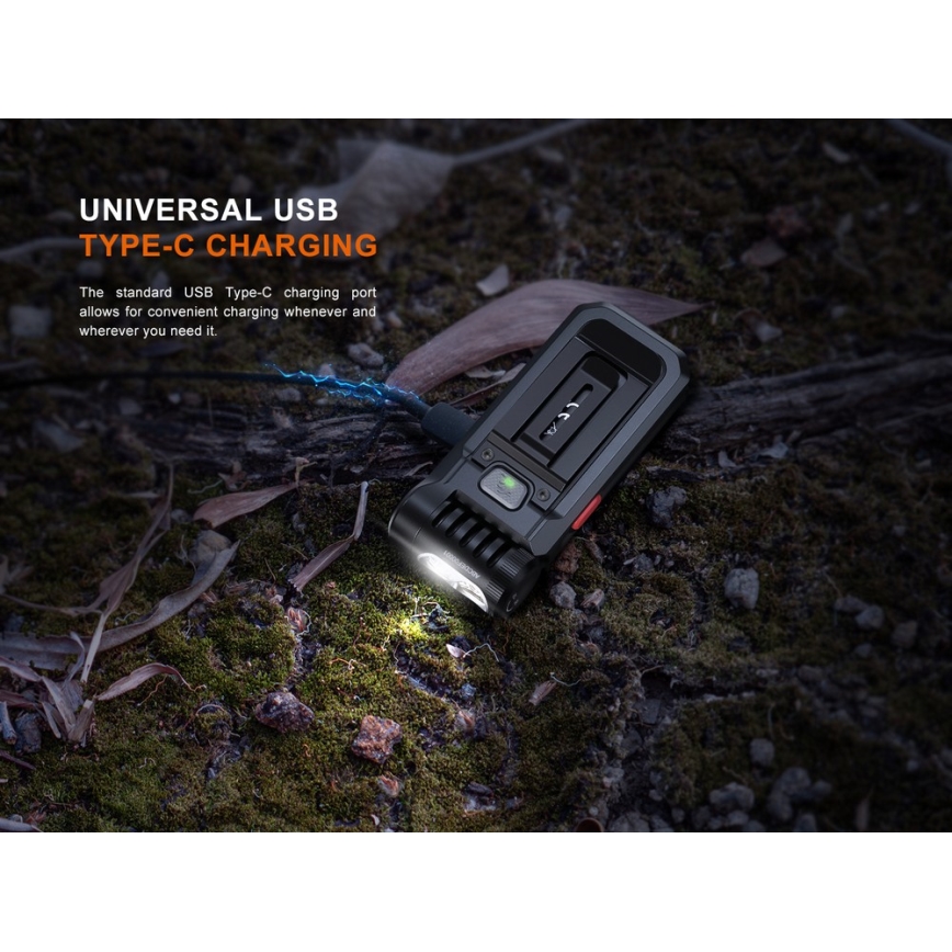 Fenix SW05RREDBLC - Lampe torche à intensité variable rechargeable LED/USB IPX6 150 lm 49 h 700 mAh noir