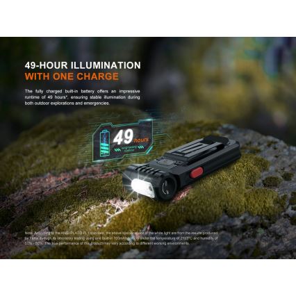 Fenix SW05RREDBLC - Lampe torche à intensité variable rechargeable LED/USB IPX6 150 lm 49 h 700 mAh noir