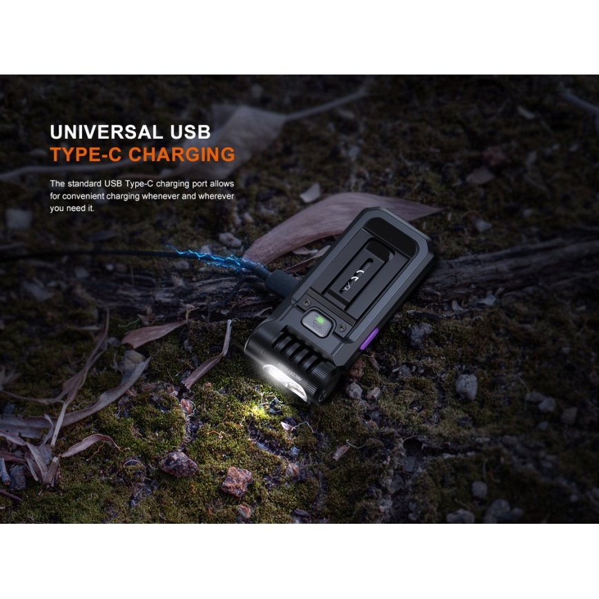 Fenix SW05RUVBLC - Lampe torche à intensité variable rechargeable LED/USB IPX6 150 lm 49 h noir