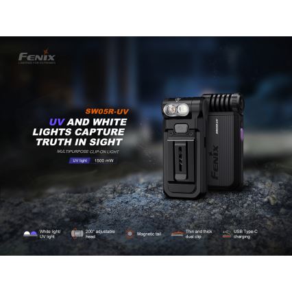 Fenix SW05RUVBLC - LED Dimbaar oplaadbaar zaklamp LED/USB IPX6 150 lm 49 h 700 mAh zwart