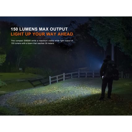Fenix SW05RUVBLC - LED Dimbaar oplaadbaar zaklamp LED/USB IPX6 150 lm 49 h 700 mAh zwart