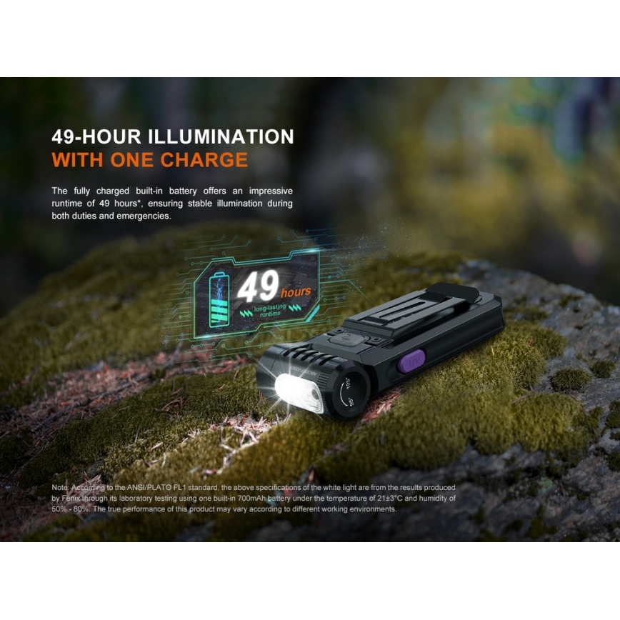 Fenix SW05RUVBLC - LED Dimbaar oplaadbaar zaklamp LED/USB IPX6 150 lm 49 h 700 mAh zwart