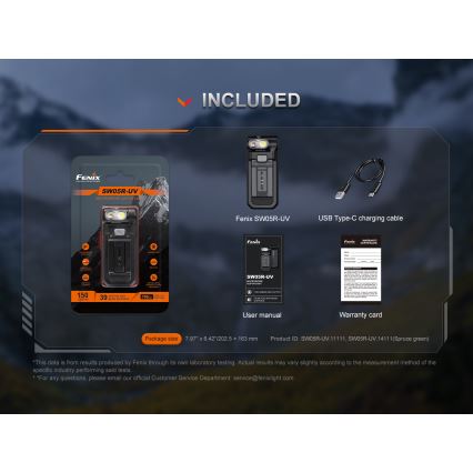 Fenix SW05RUVBLC - LED Dimbaar oplaadbaar zaklamp LED/USB IPX6 150 lm 49 h 700 mAh zwart