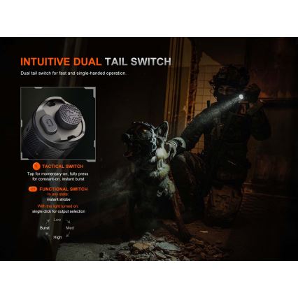 Fenix TK21RBLK - Lampe torche LED rechargeable à intensité réglable LED/USB 6000 mAh IP68 3600 lm 72,5 h noire