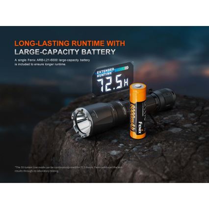 Fenix TK21RBLK - Lampe torche LED rechargeable à intensité réglable LED/USB 6000 mAh IP68 3600 lm 72,5 h noire