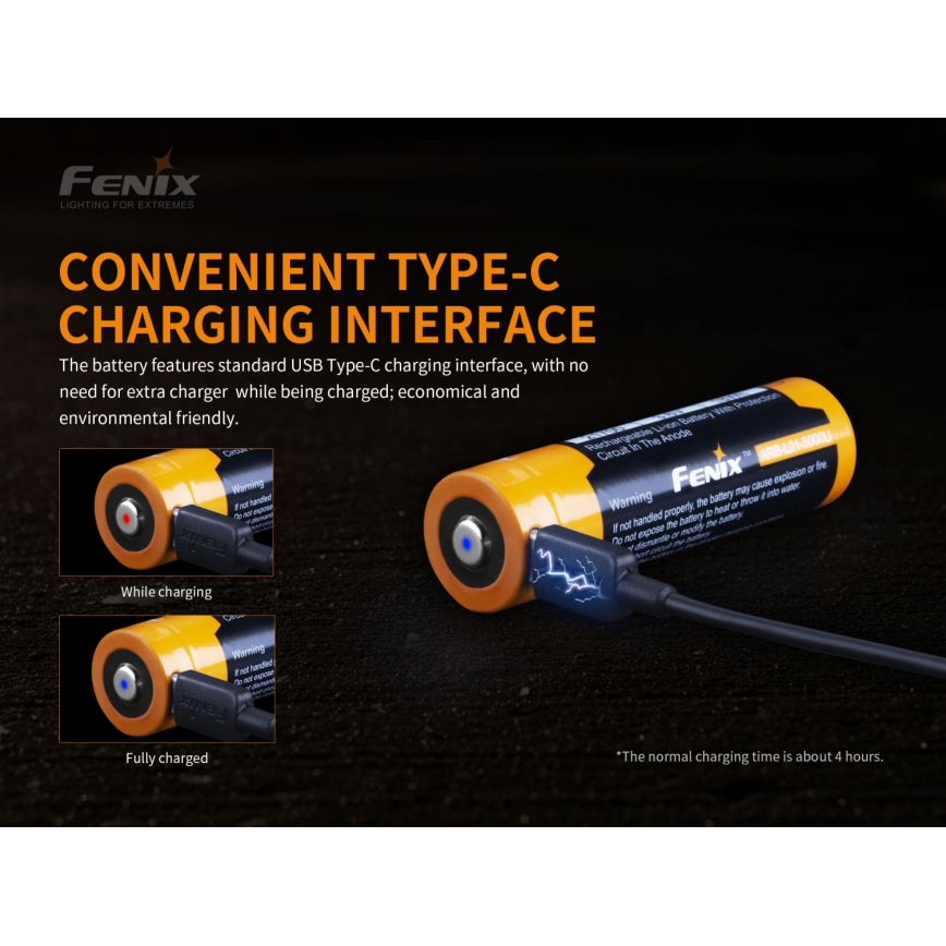 Fenix ​​FE21700USB - 1pc Oplaadbare batterij USB/3.6V 5000 mAh