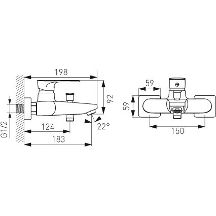 FERRO - Badkraan ALGEO SQUARE in glanzend chroom