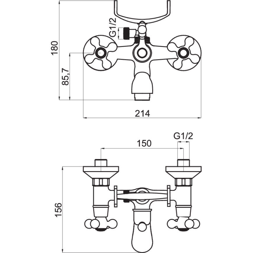 FERRO - Ensemble pour baignoire avec mitigeur ANTICA RETRO, finition bronze