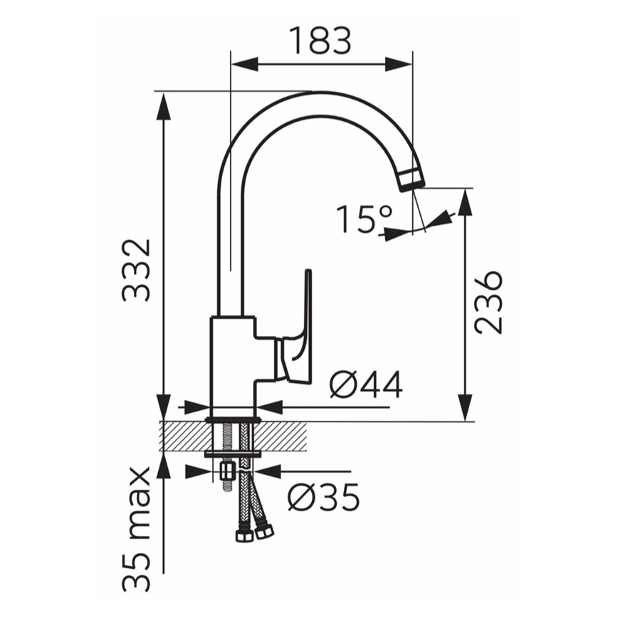 FERRO - Keukenkraan ALGEO SQUARE glanzend chroom