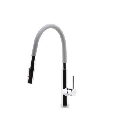 FERRO - Kraan voor gootsteen met flexibele arm glanzend chroom/grijs