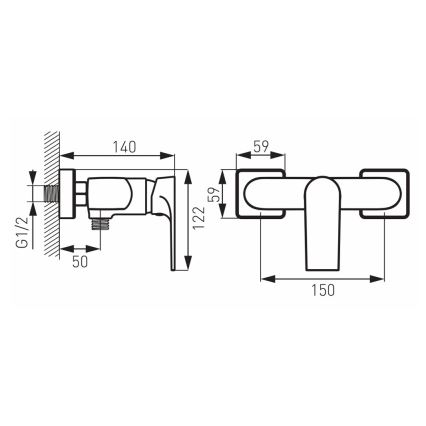 FERRO - Mitigeur de douche ALGEO SQUARE chromé brillant