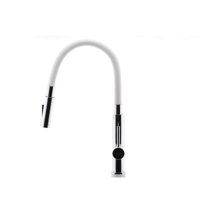 FERRO - Robinet d'évier avec bras flexible chrome brillant/blanc