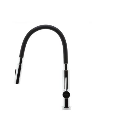FERRO - Robinet d'évier avec bras flexible chrome brillant/noir