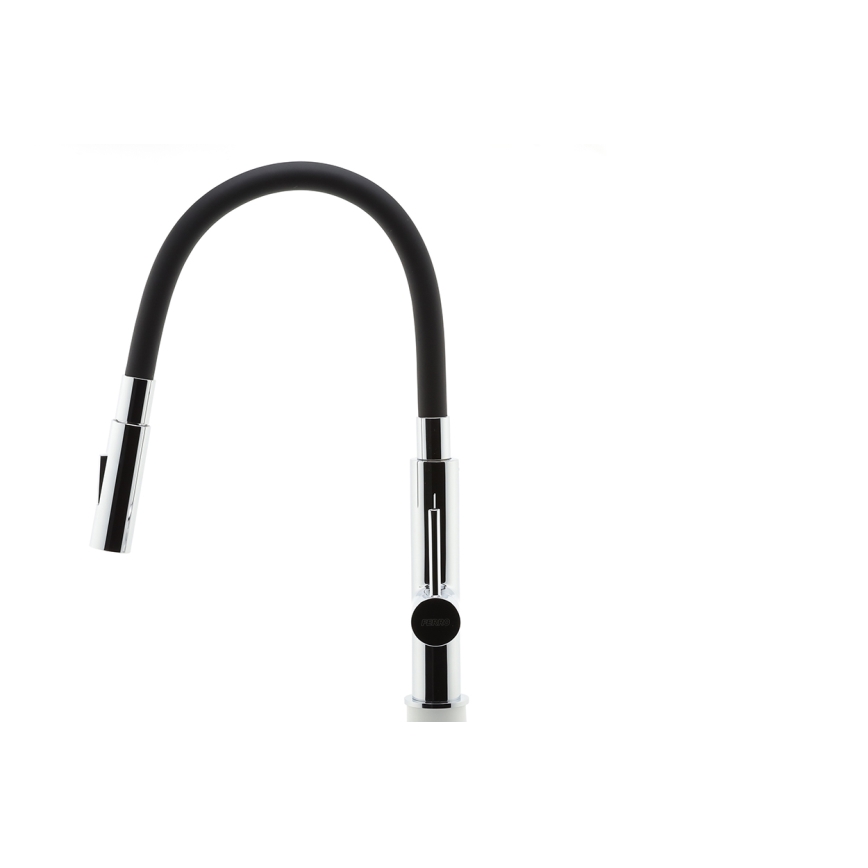 FERRO - Robinet d'évier avec bras flexible chrome brillant/noir