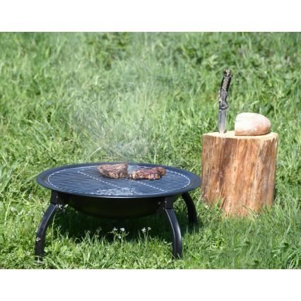 Feu de camp portable avec grille noir