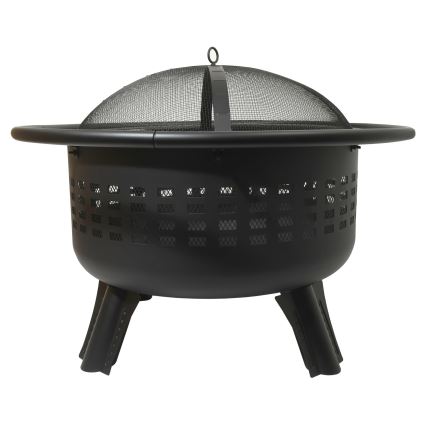 Feu de camp portable en bois avec grille noir