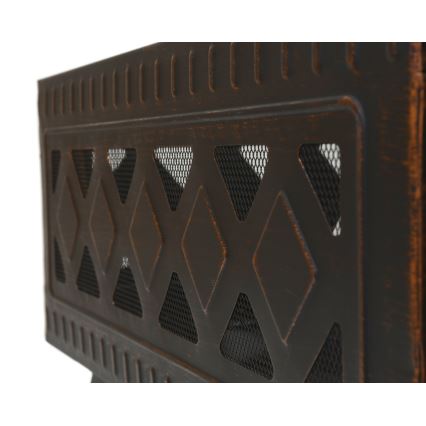 Feu de camp portatif en bois avec grille noir/patina