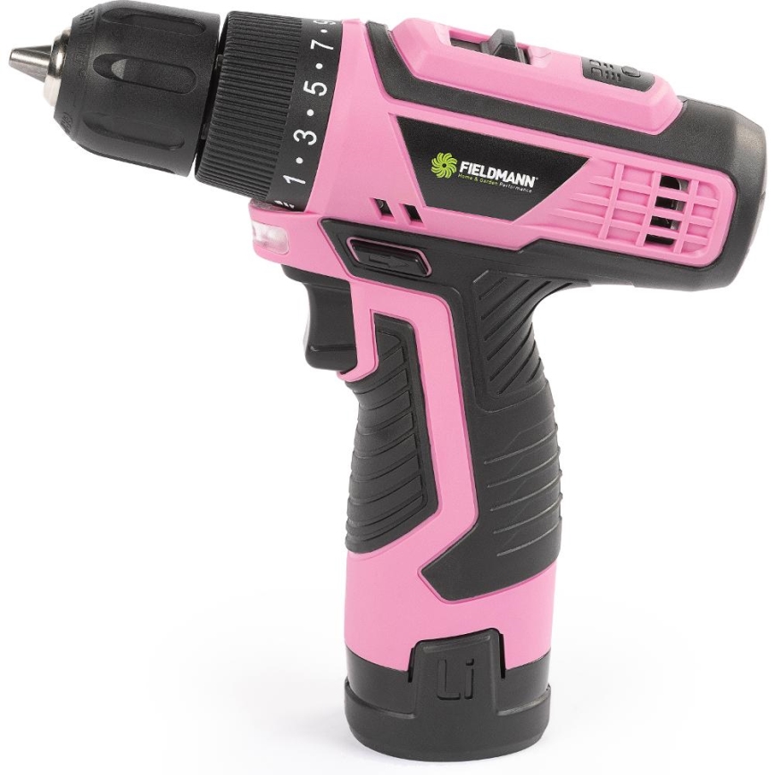 Fieldmann - Perceuse-visseuse sans fil 12 V 1500 mAh rose/noir