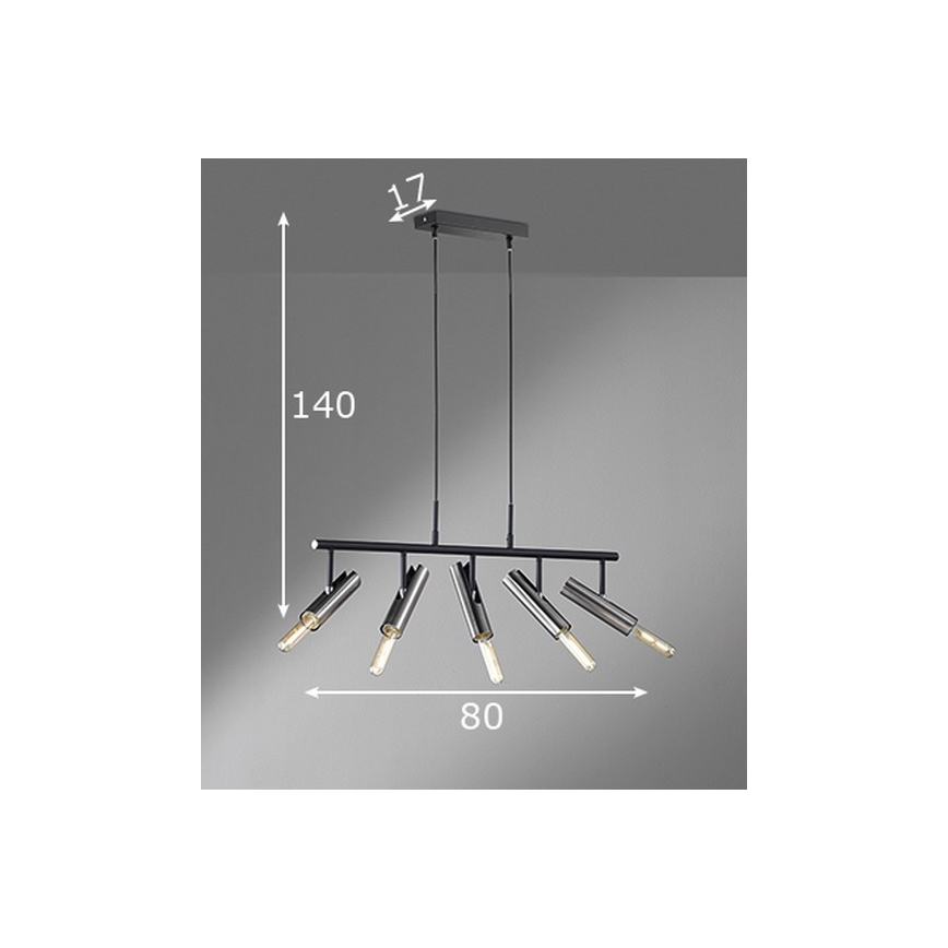 Fischer & Honsel 60369 - Hanglamp aan een koord DEAN 5xE27/25W/230V