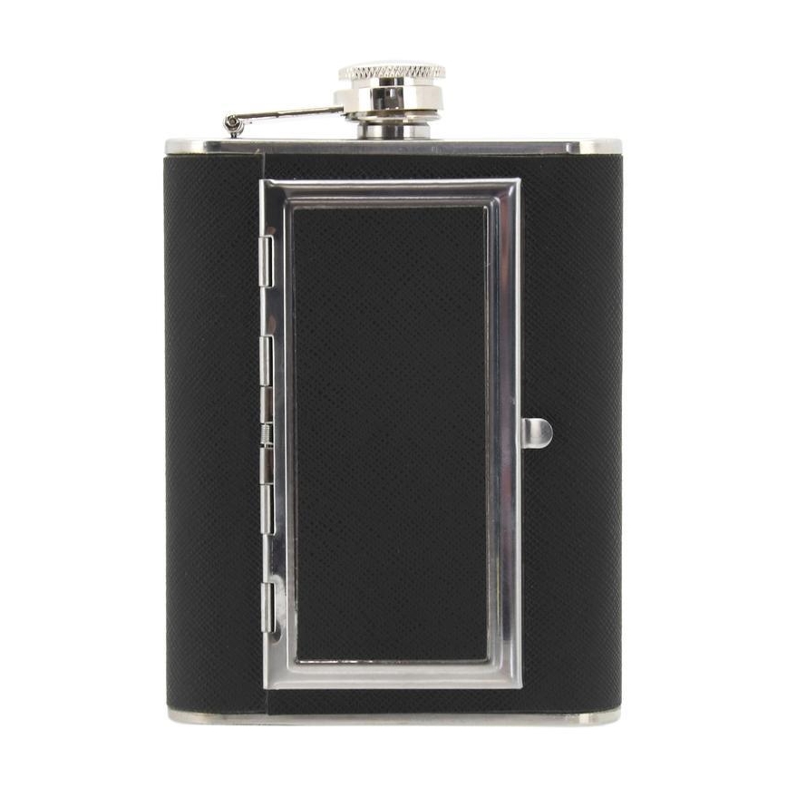 Flasque avec étui à cigares 175 ml noir