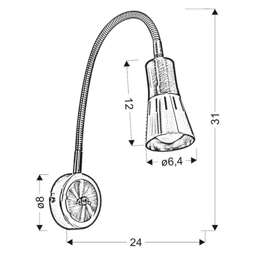 Flexibel klein lampje ARENA 1xE14/40W/230V mat chroom