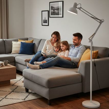 Flexibele vloerlamp AURIQ 1xE27/60W/230V 184 cm wit