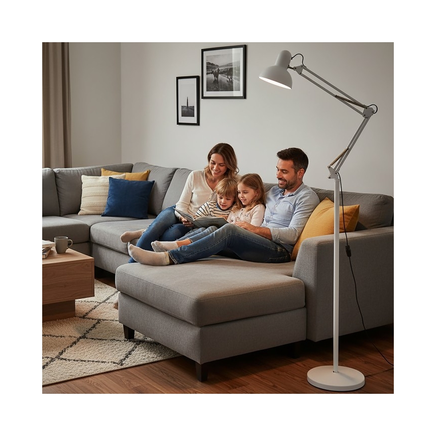 Flexibele vloerlamp AURIQ 1xE27/60W/230V 184 cm wit