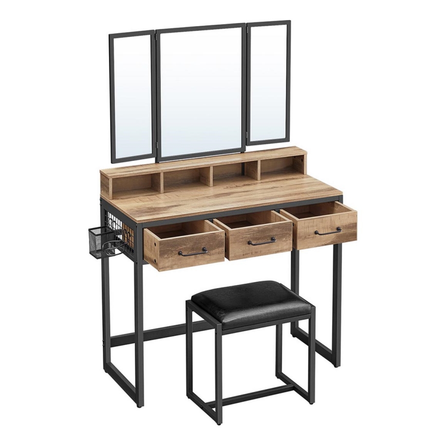 FLORA toilettafel met kruk, 28,6 x 42 cm, bruin/zwart