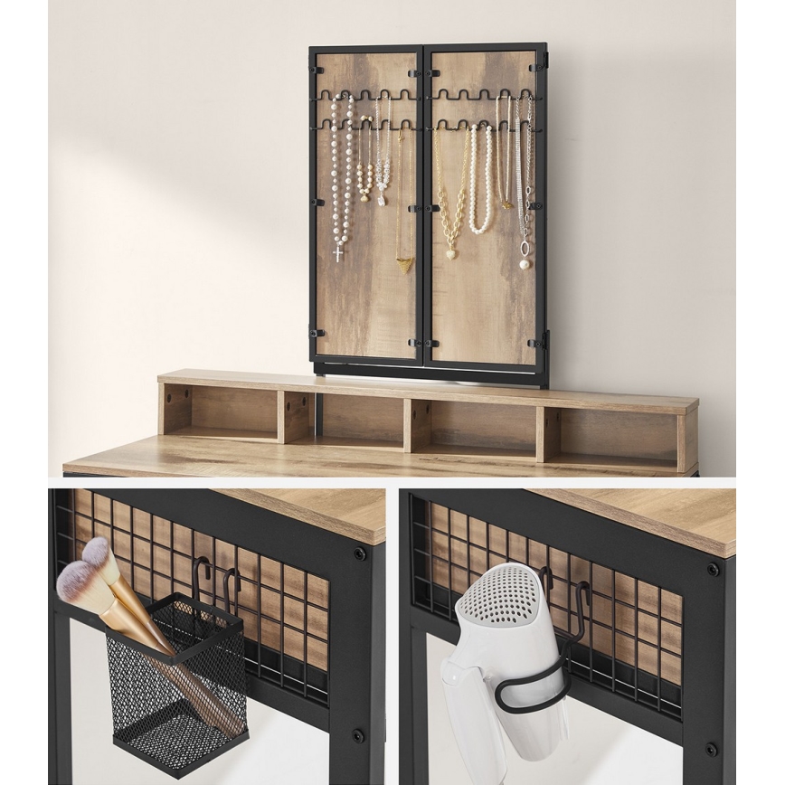 FLORA toilettafel met kruk, 28,6 x 42 cm, bruin/zwart